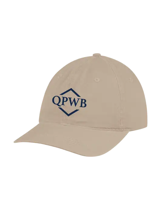 Garment Washed Unstructured Twill Tan Cap w/QPWB Logo