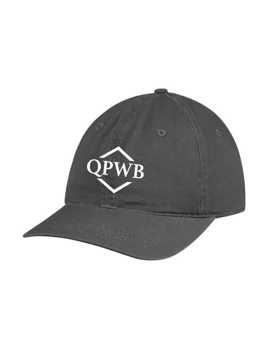 Garment Washed Unstructured Twill Charcoal Cap w/QPWB Logo