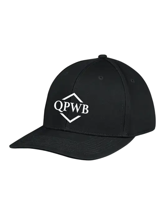 Premium Modern Structured Twill Black Snapback Cap w/QPWB Logo