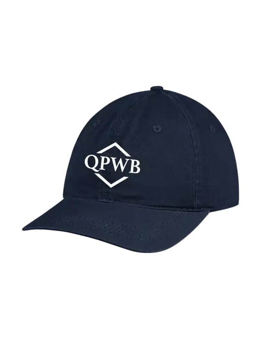 Garment Washed Unstructured Twill Navy Cap w/QPWB Logo