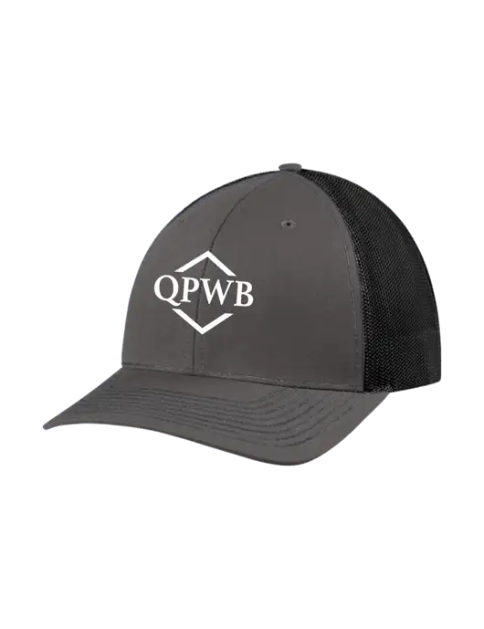 Richardson Adjustable Snapback Original 112 Trucker Cap Dark Grey w/Black Mesh w/QPWB Logo