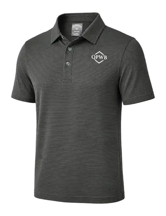 Callaway Black Fine Line Stripe Polo w/QPWB Logo