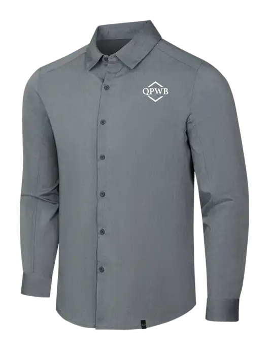 OGIO Medium Grey Heather Commuter Woven Shirt w/QPWB Logo