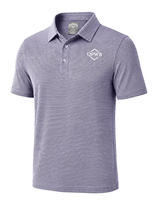 Callaway Navy Fine Line Stripe Polo w/QPWB Logo