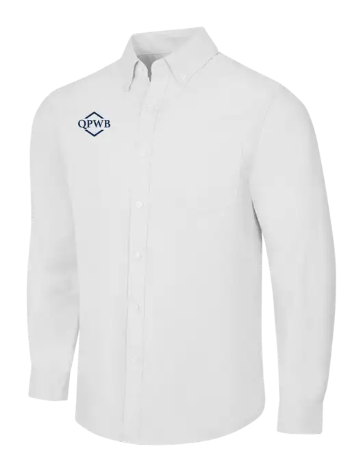 White SuperPro Oxford Shirt w/QPWB Logo