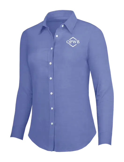 Navy Womens SuperPro Oxford Shirt w/QPWB Logo