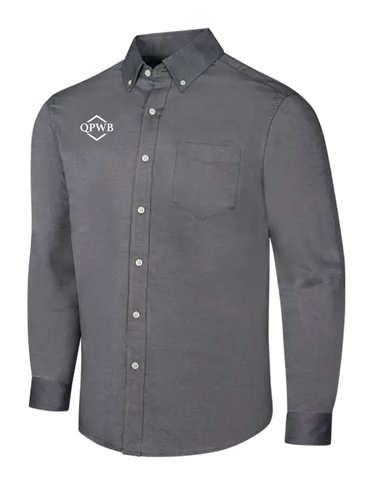 Dark Grey SuperPro Oxford Shirt w/QPWB Logo
