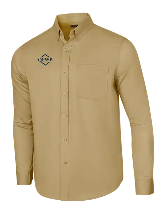 Long Sleeve Dark Tan Superpro React Twill Shirt w/QPWB Logo