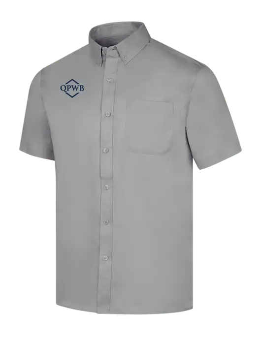 Short Sleeve Light Grey Superpro React Twill Shirt w/QPWB Logo