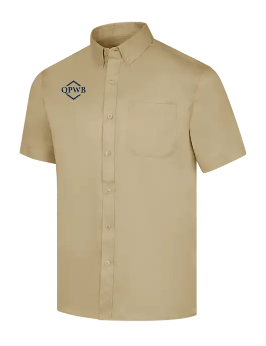 Short Sleeve Dark Tan Superpro React Twill Shirt w/QPWB Logo