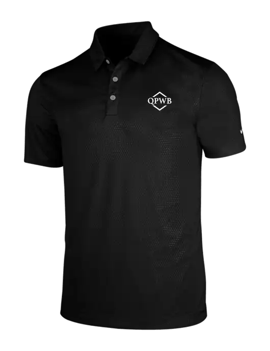 NIKE Black Dri-Fit Embossed Tri-Blade Polo w/QPWB Logo