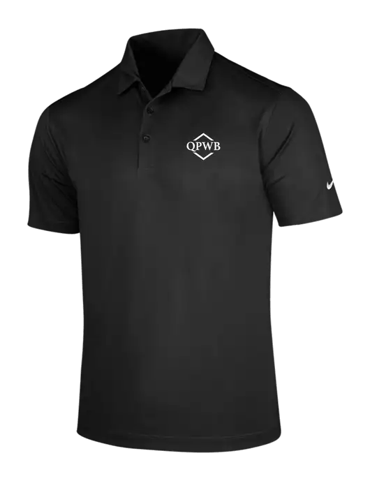 NIKE Black Dri-Fit Vertical Mesh Polo w/QPWB Logo