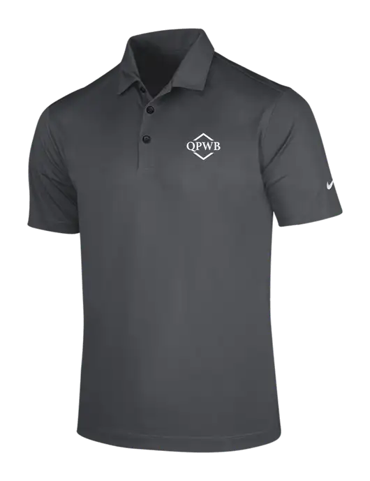NIKE Dark Grey Dri-Fit Vertical Mesh Polo w/QPWB Logo