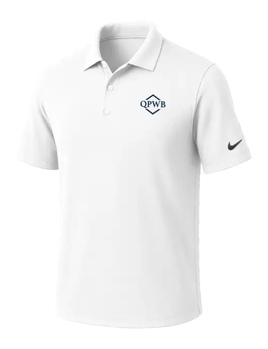 NIKE White Dri-Fit Micro Pique Polo w/QPWB Logo