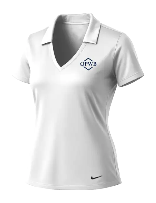 NIKE White Womens Dri-Fit Vertical Mesh Polo w/QPWB Logo