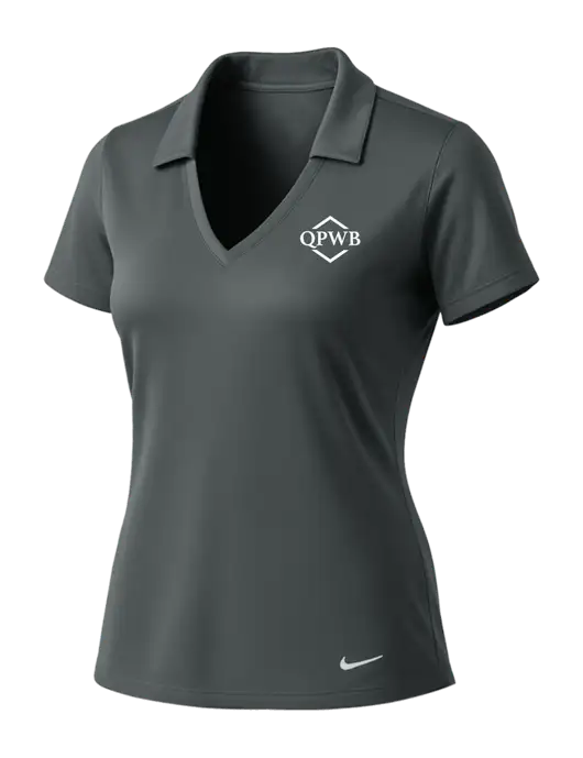 NIKE Dark Grey Womens Dri-Fit Vertical Mesh Polo w/QPWB Logo