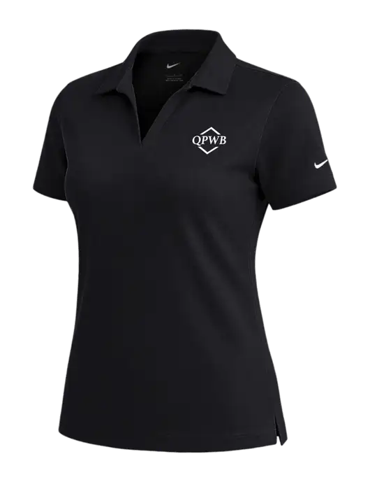 NIKE Black Womens Dri-Fit Micro Pique Polo w/QPWB Logo