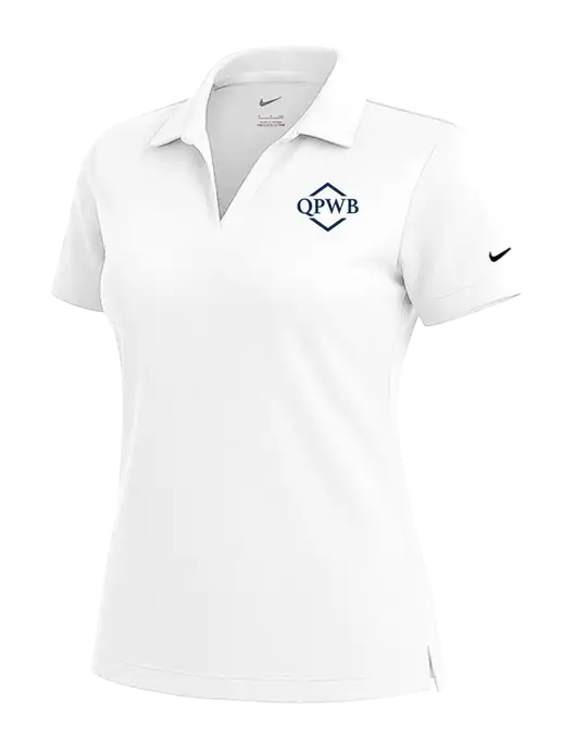 NIKE White Womens Dri-Fit Micro Pique Polo w/QPWB Logo