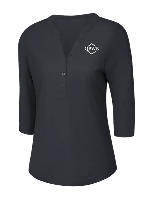 OGIO Charcoal Grey Jewel Henley w/QPWB Logo
