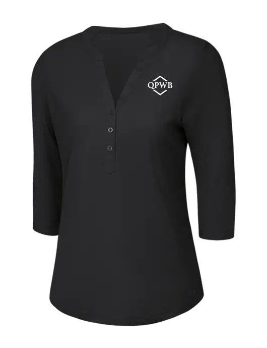 OGIO Blacktop Jewel Henley w/QPWB Logo