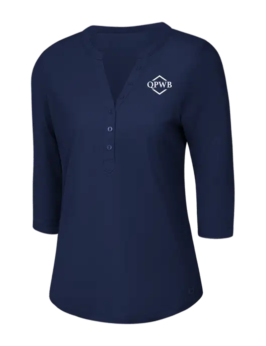 OGIO Navy Jewel Henley w/QPWB Logo