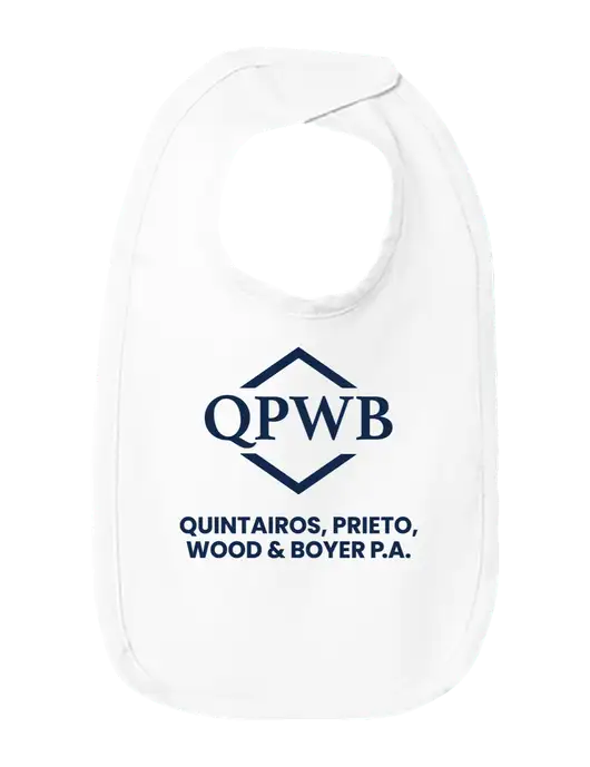 Rabbit Skins White Infant Premium Jersey Bib w/QPWB Logo