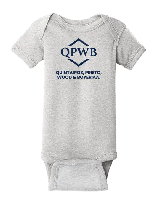 Rabbit Skins Light Grey Heather Infant Short Sleeve Baby Rib Bodysuit w/QPWB Logo
