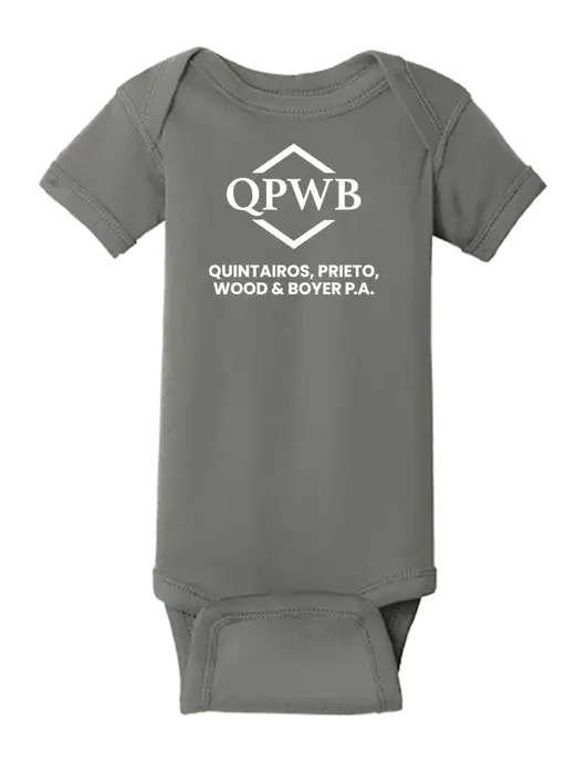 Rabbit Skins Charcoal Infant Short Sleeve Baby Rib Bodysuit w/QPWB Logo