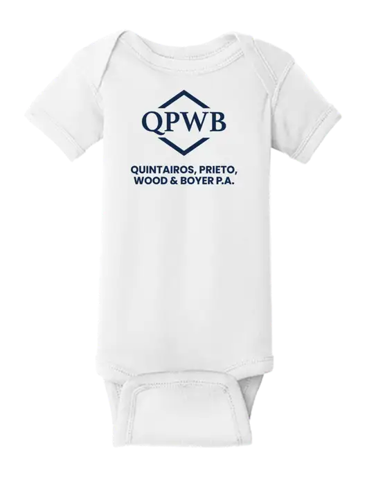Rabbit Skins White Infant Short Sleeve Baby Rib Bodysuit w/QPWB Logo