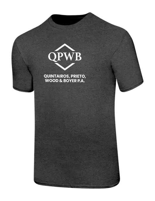 Ring Spun Dark Heather Grey 4.5 oz T-Shirt w/QPWB Logo