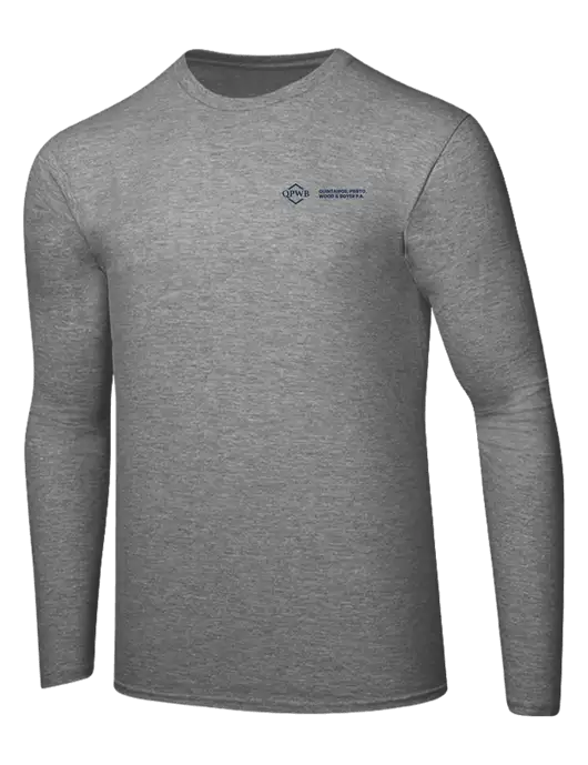 Ring Spun Light Heather Grey 4.5 oz Long Sleeve T-Shirt w/QPWB Logo