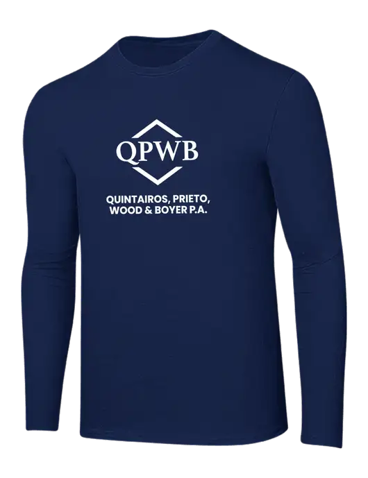 Ring Spun Navy 4.5 oz Long Sleeve T-Shirt w/QPWB Logo