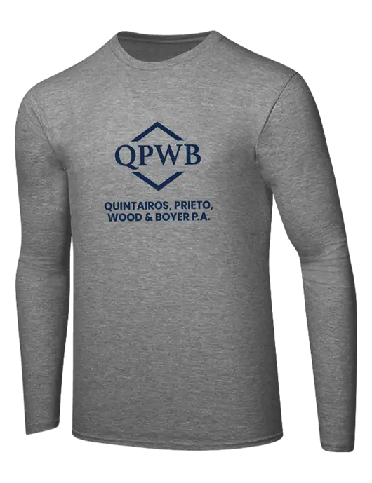 Ring Spun Light Heather Grey 4.5 oz Long Sleeve T-Shirt w/QPWB Logo