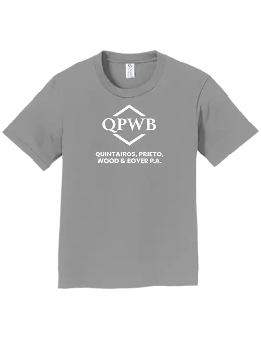 Youth Ring Spun Medium Grey 4.5 oz T-Shirt w/QPWB Logo