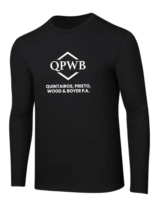 Ring Spun Jet Black 4.5 oz Long Sleeve T-Shirt w/QPWB Logo