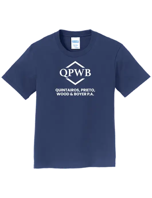 Youth Ring Spun Navy 4.5 oz T-Shirt w/QPWB Logo