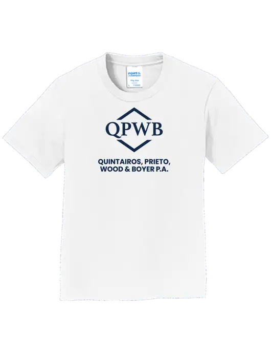 Youth Ring Spun White 4.5 oz T-Shirt w/QPWB Logo