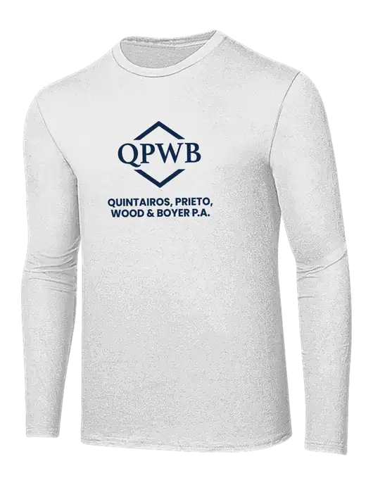 Ring Spun White 4.5 oz Long Sleeve T-Shirt w/QPWB Logo
