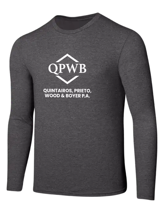 Seriously Soft Heathered Charcoal Long Sleeve T-Shirt w/QPWB Logo