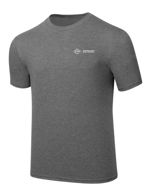 Simply Soft Heathered Medium Grey 4.5oz  Poly/Combed Ring Spun Cotton T-Shirt w/QPWB Logo