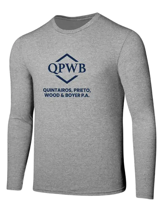 Seriously Soft Light Heathered Grey Long Sleeve T-Shirt w/QPWB Logo