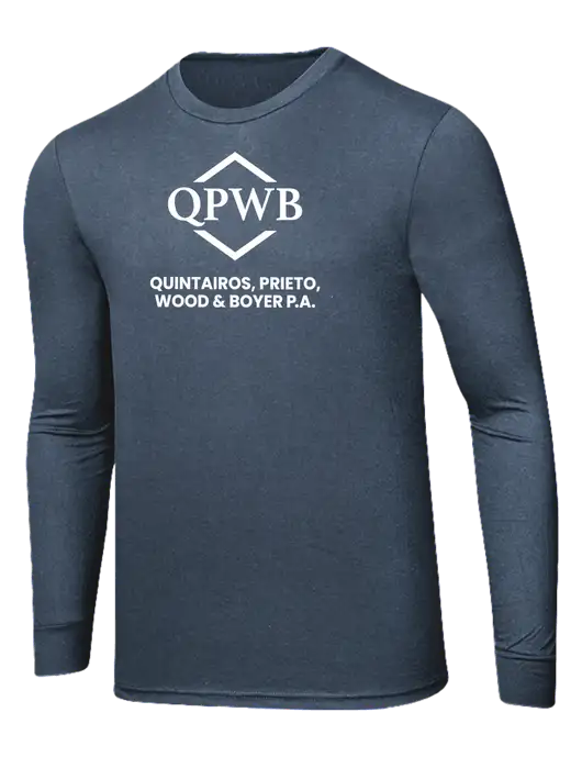 Simply Soft Long Sleeve Navy Frost 4.5 oz, Poly/Combed Ring Spun Cotton T-Shirt w/QPWB Logo