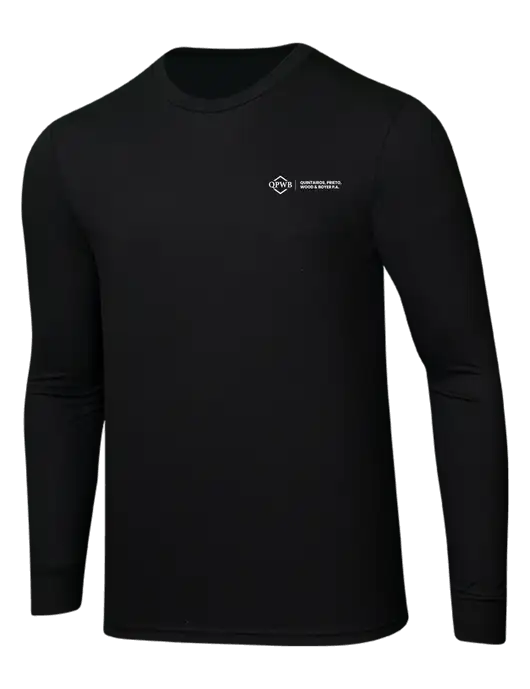 Simply Soft Long Sleeve Black 4.5 oz, Poly/Combed Ring Spun Cotton T-Shirt w/QPWB Logo