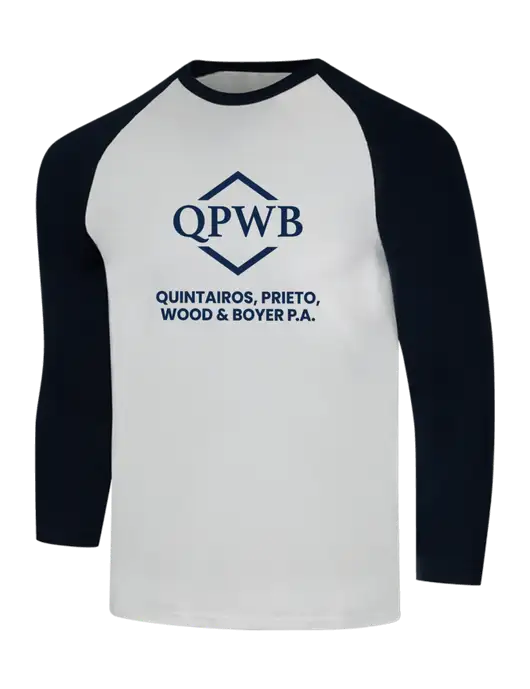 Simply Soft 3/4 Sleeve Black/White Ring Spun Cotton T-Shirt w/QPWB Logo