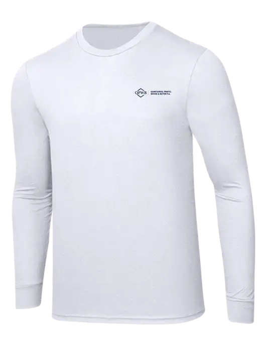 Simply Soft Long Sleeve White 4.5 oz, Poly/Combed Ring Spun Cotton T-Shirt w/QPWB Logo