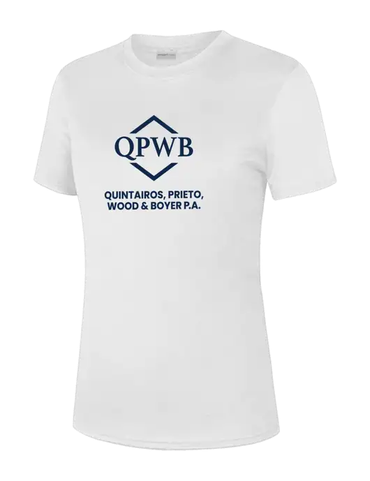  Womens White PosiCharge Competitor Tee w/QPWB Logo