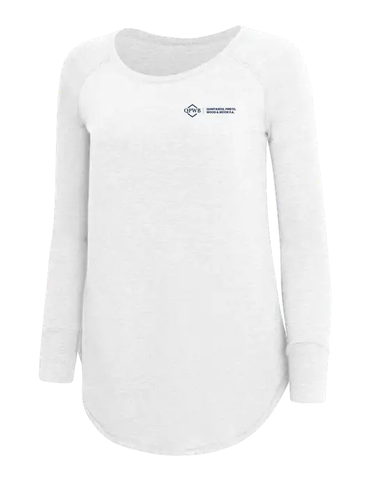 Womens Perfect Wide Collar Tunic Tri-Blend White 4.5 oz T-Shirt w/QPWB Logo