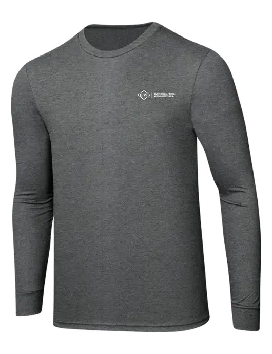 Simply Soft Long Sleeve Medium Grey Frost 4.5 oz, Poly/Combed Ring Spun Cotton T-Shirt w/QPWB Logo