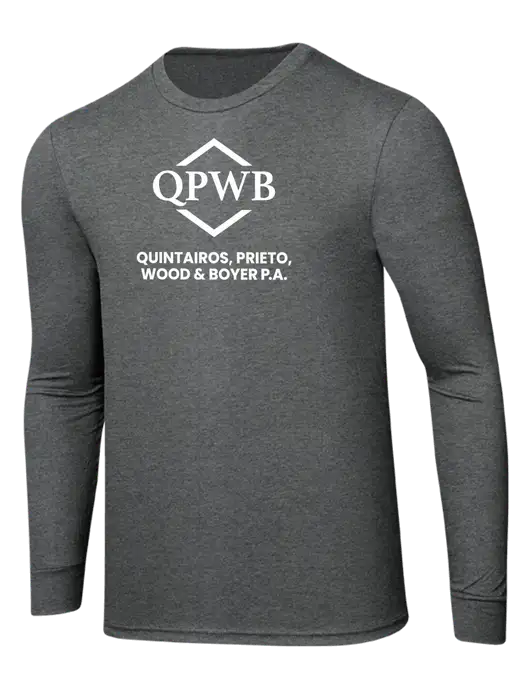 Simply Soft Long Sleeve Medium Grey Frost 4.5 oz, Poly/Combed Ring Spun Cotton T-Shirt w/QPWB Logo