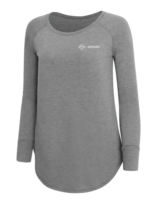 Womens Perfect Wide Collar Tunic Tri-Blend Grey Frost 4.5 oz T-Shirt w/QPWB Logo